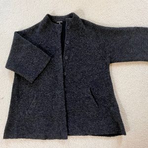 Eileen Fisher grey wool sweater/jacket snap front 3x